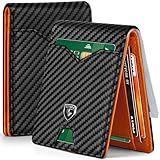GSOIAX Slim Wallet for Men Rfid Blocking Leather Bifold Front Pocket Carbon Fiber Men's Money Clips Credit Card Holder With Gift Box