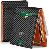 GSOIAX Slim Wallet for Men Rfid Blocking Leather Bifold Front Pocket Carbon Fiber Men's Money Clips Credit Card Holder With Gift Box