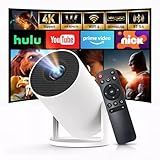 [Built-in Apps & 2025 Upgraded] Mini Projector with Wi-Fi 6 & Bluetooth 5.4, 1080P 4K Support Full HD, Auto Keystone 360° Portable Home Cinema Smart Projector for iOS/Android X1