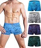 wirarpa Men's Underwear 4 Pack Stretch Modal Microfiber Trunks Soft Waistband Short Leg, Medium 1401-4p-print Design