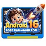Urao Kids Tablet, Android 16 Tablet for Kids 10 inch with Case, 20GB RAM 64GB ROM 1TB TF Card Expandable for Toddler Children, Parental Control, Dual Camera, WiFi,Gift