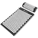 ProsourceFit Acupressure Mat and Pillow Set for Back/Neck Pain Relief and Muscle Relaxation, Black