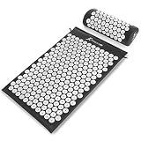 ProsourceFit Acupressure Mat and Pillow Set for Back/Neck Pain Relief and Muscle Relaxation, Black