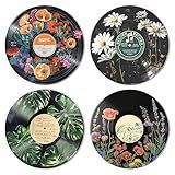HK Studio Hippie Decor, Posters for Room Aesthetic - Botanical Wall Art, Record Decor, 4pcs 12"