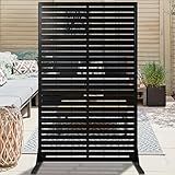 PROLEE 3.7 X 6 FT Metal Privacy Screen Outdoor, Decorative Fence Screen for Patio Screen Freestanding, Outdoor Privacy Panels with Stable Heavy Base for Deck, Porch and Balcony (Black)