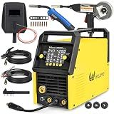 Weldpro 200 Amp MIG Welder, 110/220V 7-in-1 Manual MIG/Synergic MIG/Gasless MIG/Lift TIG/MMA/Spot/Spool Gun Aluminum Multi-process Welding Machine with Large LED Display, IGBT, 2T/4T, Spool Gun
