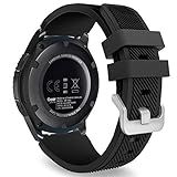 MoKo Band Compatible with Samsung Galaxy Watch 3 45mm/Gear S3 Frontier/Classic/Galaxy Watch 46mm/Huawei Watch GT 46mm/Watch GT 2e 46mm/Ticwatch S2/E2, Silicone Sport Strap Fit 22mm Band, Black