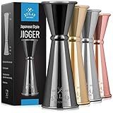 Zulay Premium Japanese-Style Cocktail Jigger – 2 OZ 1 OZ Double Bartending Jigger – 304 Stainless Steel with Engraved Measurements – Professional Drink Measurer for Cocktails & Liquor - Black