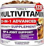 Dog Multivitamin Chewable with Glucosamine - Dog Vitamins and Supplements - 170 Treats - Senior & Puppy Multivitamin for Dogs - Hip & Joint Support - Immune Health, Skin, Heart, Digestion, Probiotics