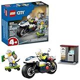 LEGO City Police Motorcycle Chase Building Toy for Kids - Pretend Play Building Blocks for Boys & Girls, Ages 4+ - Preschool Learning Toy W/Police & Crook Minifigures - Gift for Birthdays - 60455