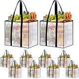 SmartTrends 4 Pack Reusable Grocery Bags, Heavy-Duty Shopping Bags with Sturdy Handles, Water-Resistant & Foldable Organizer, Shopping Bags for Groceries, Market, Car Trunk, Multi-Purpose, 33L