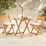 Idzo Heavy Duty 400lbs Capacity Patio Bistro Set 3 Piece Outdoor, Folding Chairs w/Cushion, Square Table - Upgrate 2024