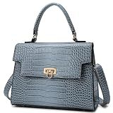 Makukke Small Medium Structured Top Handle Handbags for Women, Crocodile Pattern Trendy Flap Crossbody Bag, Elegant Shoulder Purse Satchel