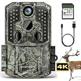 WOSPORTS Trail Camera,56MP 4K 0.2S Trigger Motion Activated,Game Camera with Night Vision IP66 Waterproof 2.0''LCD 120°Wide Trail Cam Lens for Outdoor Scouting Wildlife Monitoring Home Security