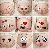 Pregnant Belly Stickers, Cute Maternity Photo Booth Props for Mom to Be, Pregnancy Bump Decals for Couples Photoshoot, Fun Baby Shower Gifts & Growth Keepsake (Cute)