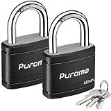 Puroma 2 Keyed Padlock with 3 Keys 7/8" School Locker Lock Gate 40mm Black
