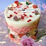 Botanical Crystal Candle, Organic Natural Dried Flowers, Aromatherapy, Gardenia Scented Fragrance, Meditation,Manifestation,Intention,Christmas,Mother's Day,Gift for Woman (Rose Amaranth/Hydrangea)