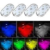 4Pcs Car LED Lights Interior Wireless, 7 Colors Interior Car Lights with 6 Bright LED Lamp Beads, Portable USB Rechargeable Car Interior Led Night Light for Car Decor