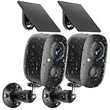 JESIOO Security Cameras Wireless Outdoor 2K Solar Powered WiFi Cameras for Home Security,AI Motion Detection,Siren Alarm,Spotlight Color Night Vision,2-Way Audio,SD/Cloud Storage (2 Solar Cams)