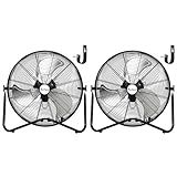 ACHAZEL 20" High Velocity Floor Fan, 3 Speed 5200 CFM, Heavy Duty Metal Industrial Fan for Garage, Workshop, Commercial and Basement, 2 Pack