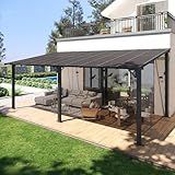 Breezestival 10' x 20' Lean to Gazebo, Hardtop Metal Gazebo Pergola with Polycarbonate Roof, Large Wall Mounted Heavy Duty Awnings, Patio Canopy for Backyard, Deck, Porch