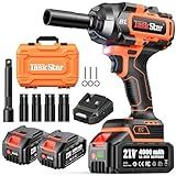 Cordless Impact Wrench 1/2“, 1110 Ft-lbs(1500 N.m) Brushless High Torque Impact Gun, 2 * 4.0 Ah Batteries, Fast Charger, Socket Sets, Lug Nuts Removal Electric Impact Driver for Car Mower Truck Gift