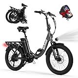 ACTBEST Electric Bike for Adults, Mars 20'' Fat Tire Folding Ebike with Peak 1200W Motor, 7 Speed 28MPH, 48V 499Wh Removable Battery Max Range 55 Miles, Foldable Electric Bicycle, Black
