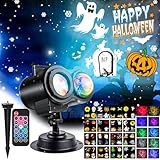 Halloween Projector Lights Outdoor, LED Holiday Projector Night Lights Waterproof with Remote Control & Timer for Christmas, Halloween, Party, Yard Garden Decorations