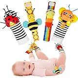 Infinno Wrist Rattles and Foot Finder Socks Set, Baby Toys for 0-12 Months