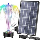 AISITIN 14W Rechargeable Solar Fountain with 4400mAh Battery, LED Colorful Lights, Remote Control & Superior Solar Glass Panels, DIY Solar Powered Water Fountain Pump for Bird Bath, Pond