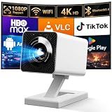 【Built-in APPS】Mini Projector With Wifi And Bluetooth, 1080P 4K Support Portable Projector, Movie Projector for Bedroom, Compatible with Smartphones/TV Stick/iPad/PS5/Laptop/HDMI/USB