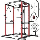 JELENS S21 Power Cage, Multi-Function Power Rack with Adjustable Cable Crossover System, 2000LBS Squat Rack for Home Gym with More Training Attachments (Black, 0823BK-05)
