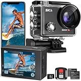 Hiicam Action Camera 5K 30FPS Waterproof Camera Underwater 131FT with EIS WiFi App Remote Control 64GB Card 170° Wide Angle Sports Helmet Bike Video Black