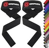 GRIPNOX Lifting Straps for Weightlifting, Cotton Heavy Duty Gym Straps with 5MM Neoprene Padding for Men & Women – 60CM Anti Slip Durable Wrist Straps for Weightlifting & Powerlifting. (Black)