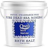 One With Nature 100% Pure Dead Sea Salt for Bath, 5lb Unscented. Dead Sea Salt is high in Essential Minerals, Such as Magnesium, Sulfur, Zinc, Potassium. Exfoliates, Nourishes Skin, Helps Restore pH