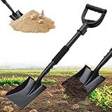 Garden Flat Shovel, 31 Inch Small Metal Square Shovel for Lawn Edging Digging Trenching Transplanting, Heavy Duty Compact Gardening Spade with D-Handle for Beach, Kids, Car, Light Garden Work