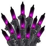Minetom Halloween String Lights Outdoor 100 Count 25 Feet Incandescent Bulb Mini Lights for Christmas Indoor Garland Party Festival Decoration, Purple