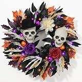 Waipfaru 24 Inch Halloween Wreath for Front Door, Halloween Door Wreath
