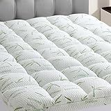 3 Inch Memory Foam Mattress Topper Queen Size Viscose from Bamboo Extra Thick 1300 GSM Quilted Fitted Protector Pillow Top Cover for Back Pain Deep Pocket Up to 21 Inches