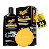 Meguiar's Gold Class Carnauba Plus Premium Liquid Wax Kit, Car Detailing Kit with a Pure Carnauba Wax Blend and a Foam Applicator Pad for Keeping Glossy Paint Protected Like a Pro, 16 Oz Bottle