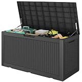 160 Gallon Deck Box,Lockable Outdoor Storage Box Gas Lift,Waterproof,Black