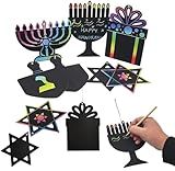 The Dreidel Company Hanukkah Scratch Art Cards Assorted Designs, Magic Drawing Coloring Sheet Set for Kids Gifts Home Activities School Decor (24-Pack)