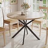 ChooChoo 47.2 Inch Round Dining Table for 4, Farmhouse Wood Kitchen Table, Circle Dinner Table for Kitchen & Dining Room, Natural Oak