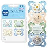 MAM Original Baby Pacifiers 0-6 Months, Binky for Newborn Babies, BPA-Free Skin Soft Silicone Nipple, Glows in The Dark, Developed with Medical Experts, 4 Pack, Made in Europe