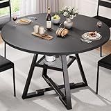 Jocoevol Round Dining Table for 4,Kitchen Dining Room Circle Dinner Pedestal Table,Space Saving Wood Kitchen & Dining Room Furniture (Black, 42In)