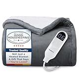 Bedsure Heated Blanket Throw Blanket - Fast Heating Electric Blanket with Over-Heat Protection, Soft Flannel Throw with Auto-Off, Warm Gifts for Grandma & Grandpa & Seniors (50"x60", Grey)