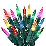 PREXTEX Christmas String with Green Wire - 100 Count, 20 Ft Multicolored Xmas Lights for Christmas Decorations Indoor and Outdoor - Warm Fairy String, Ideal for Patios, Fences, Holidays