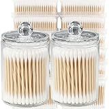 RIKWOG Cotton Swabs, 1200 Count Bamboo Sticks Cotton Swabs with 2 Clear Container Cotton Buds with Wooden Handles For Ears Makeup or Nails Personal Care