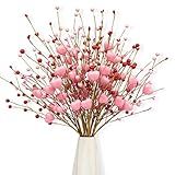 J'FLORU Valentine's Day Gifts Valentines Day Decorations 24 Pack Pink Heart Shaped Berry Picks with Red Berries for Valentines Day Wedding Candlelight Dinner Anniversary