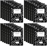 Bilinny Composition Notebooks, Wide Ruled, 200 Pages (100 Sheets), 9.75" X 7.5" - Hard Cover Binding, Black Marble, Pack of 24